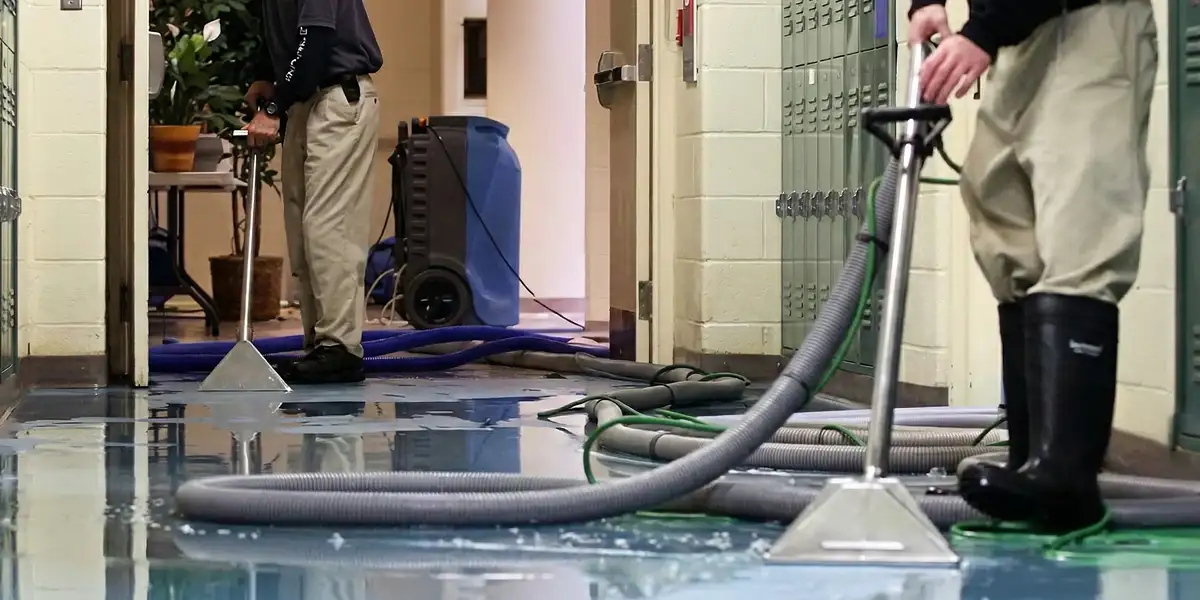 water damage restoration technicians performing professional water extraction inside a property in Omaha, NE